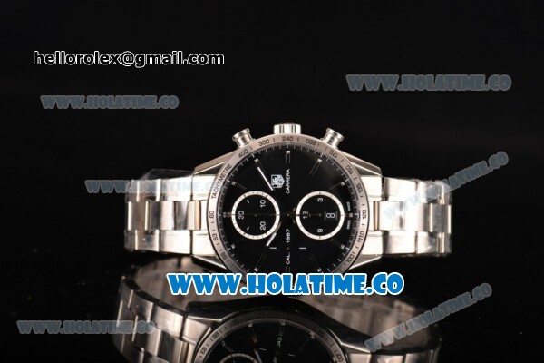 Tag Heuer Carrera Calibre 1887 Automatic Chrono Swiss Valjoux 7750 Automatic Full Steel with Black Dial and Silver Stick Markers - Click Image to Close